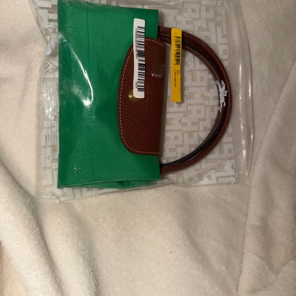 Longchamp Le Pilage Small Green Tote with Brown Details - Picture 6 of 6